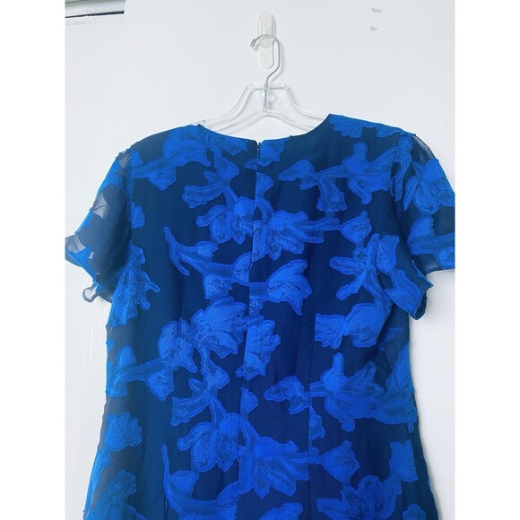 House of Harlow 1960 Mini Dress Size M Blue Floral Semi Sheer Sleeves Wedding - Picture 13 of 13